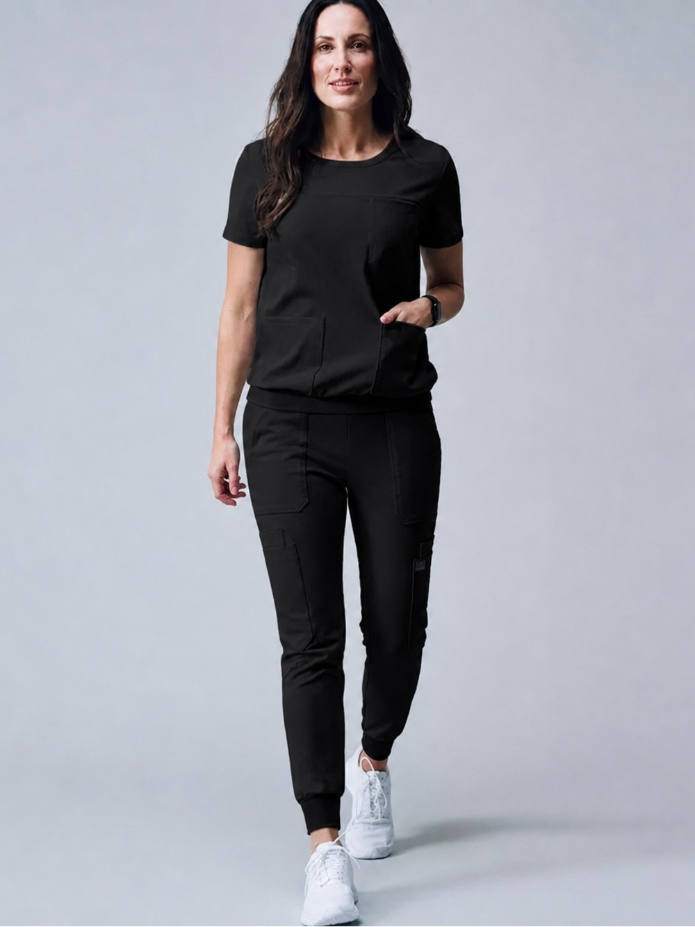 Wrinkle-free Women Jogger Scrub Set - Classic Everyday Style